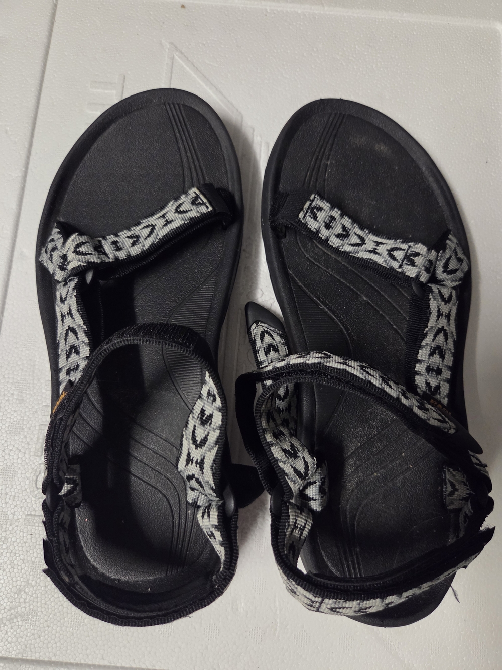 Teva Women's Black Sandals with White Patterned Straps